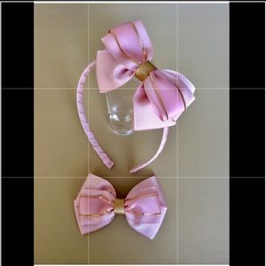 Pink Hairband & Bow Set